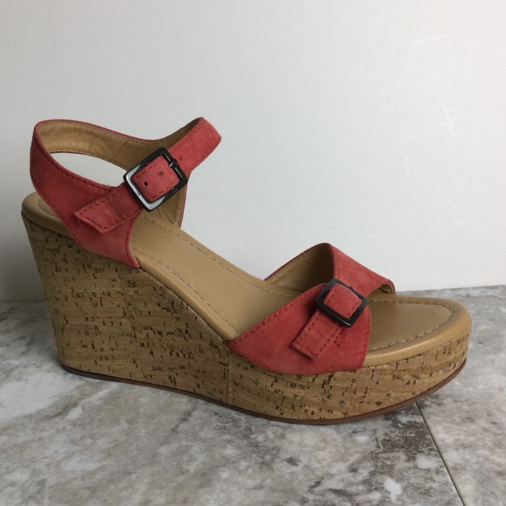LL BEAN Cork Platform Wedge Slingback Espadrille-Style Sandals Sz 9 M